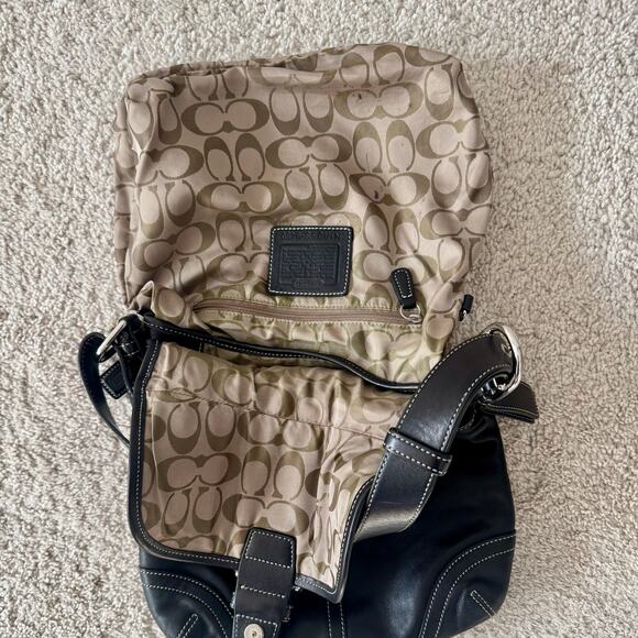 VTG Y2K Coach Soho Covertible Flap Crossbody Black Leather Bag Silver 9480 - Picture 15 of 16